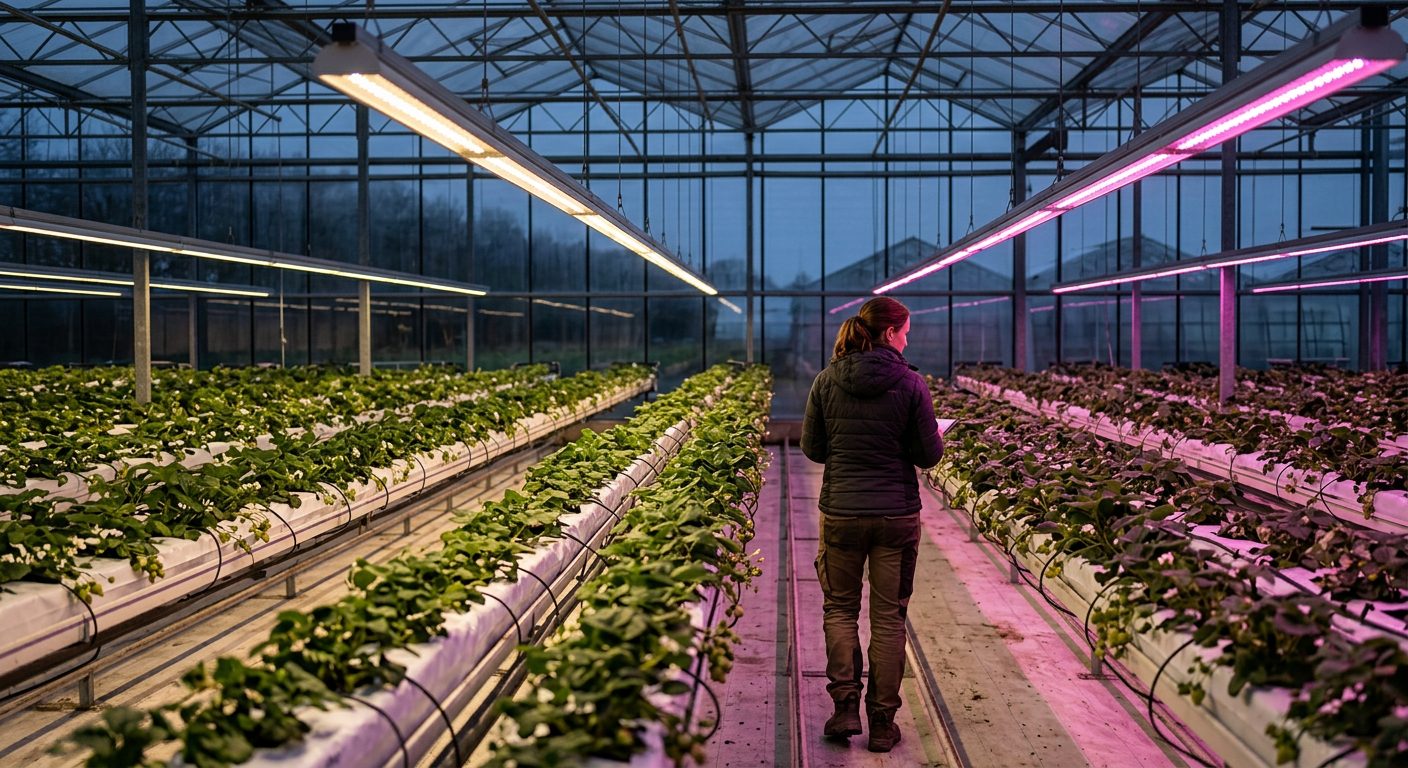 Winter Strawberry LED Lighting: Spectrum Economics & Yield