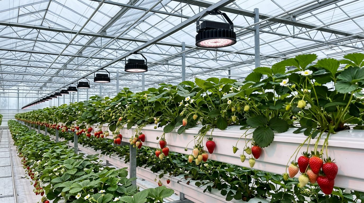 Optimizing Blue Spectrum in Strawberry Lighting: Protected Cultivation Trial Results