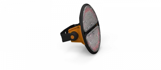 Фитосветильник ECOLED-BIO-600W-xx F-MOON, Включённый светильник F-MOON 600 Вт под углом, видна форма светового пятна