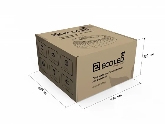 Фитосветильник ECOLED-BIO-240W-xx F-Ring, packaging dimensions
